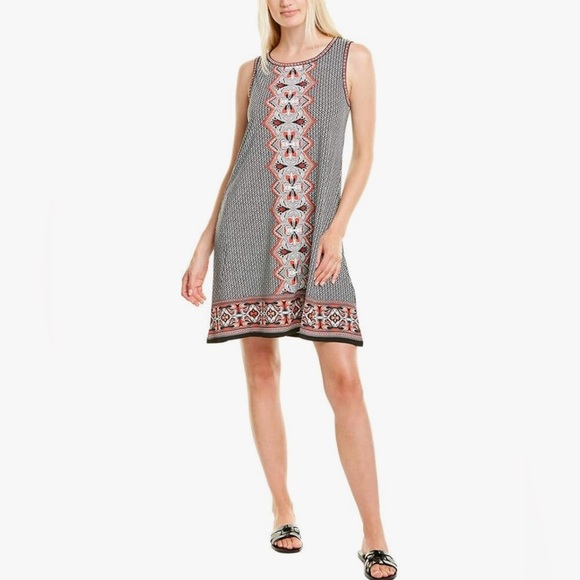 Max Studio Dresses & Skirts - Max Studio Sleeveless Black White Geometric Dress Large Petite Casual Boho EUC